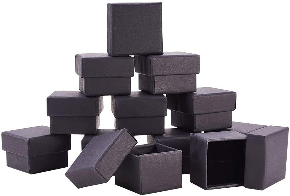 Sdootjewelry Kraft Jewelry Box, 24 Pack Black Square Cardboard Jewelry Gift Boxes Ring Earring Necklace Pendant Gift Boxes with