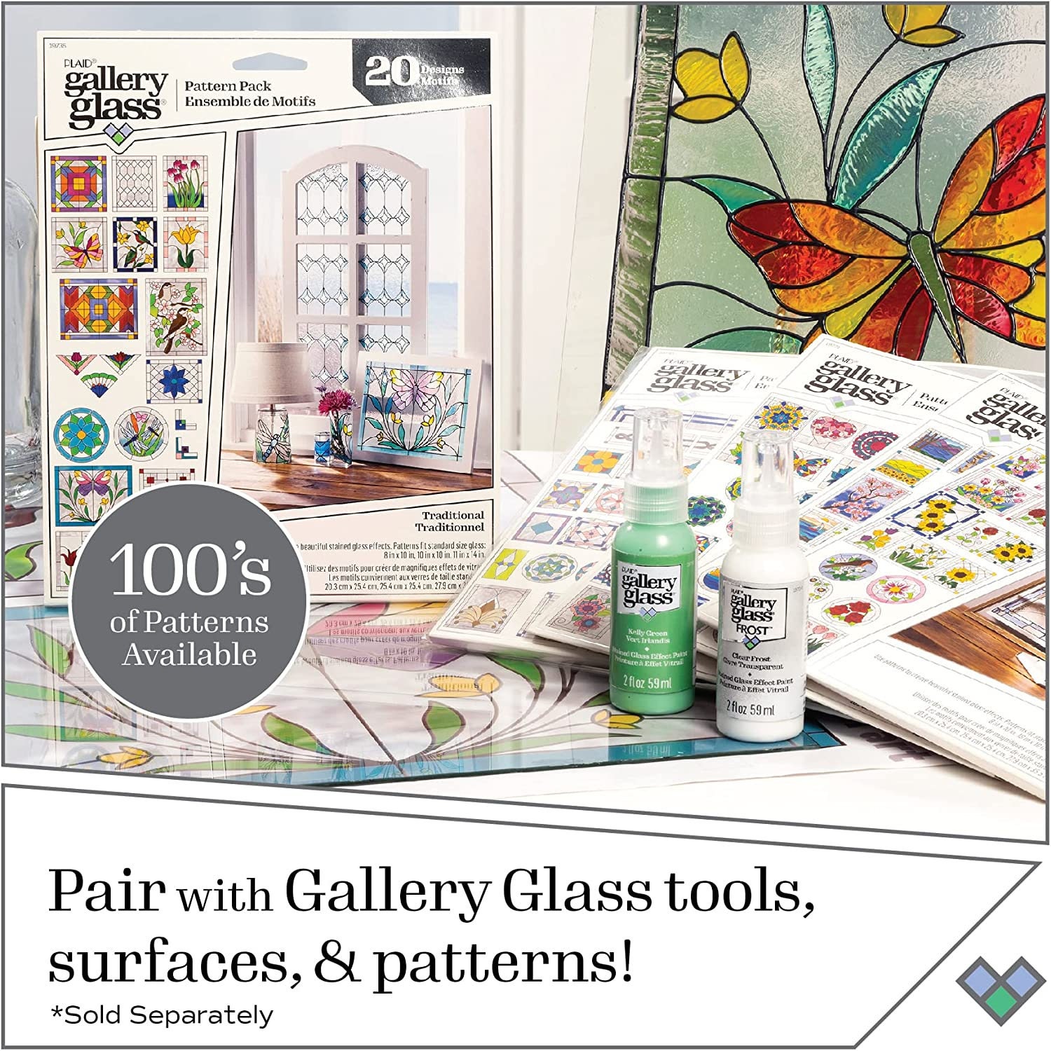Gallery Glass Window Acrylic Craft Paint Set Formulated to be Non-Toxic,  Perfect for Beginners and Artists, Eighteen Bottles, 2 Ounce, Assorted  Colors
