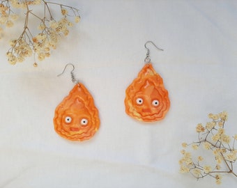 Boucles D Oreilles Calcifer Etsy
