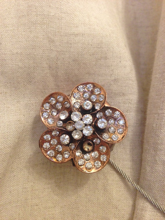 Holdback Rose Gold Flower Rhinestone Rhinestone Curtain