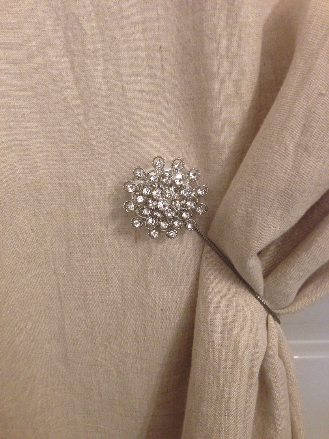 Rhinestone Curtain Tieback / Holdback Silver Etsy