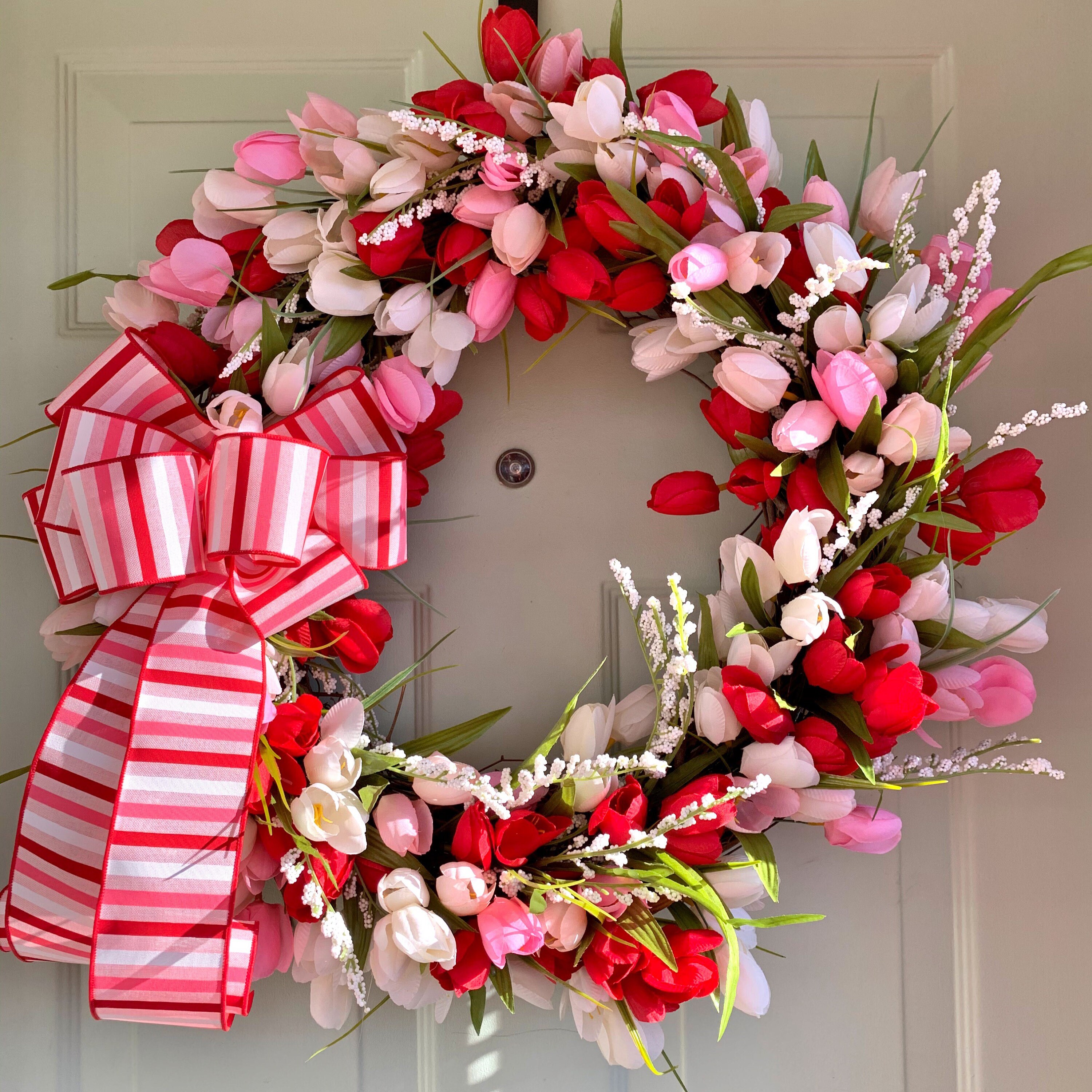 Tulip flower wreath tulip wreath front door wreath entryway Etsy