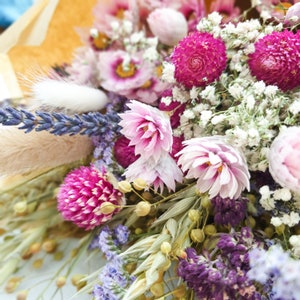 Dried flower bouquet Pink, with Clove flowers, English Lavender & Lagurus Bunny Tails, Wildflower Meadow image 7