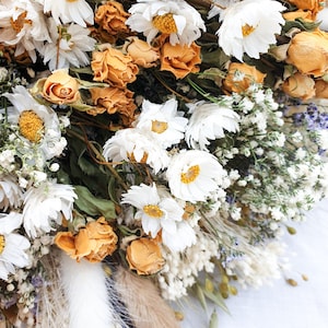 Dried Flower Spring Bouquet – Yellow Roses, Dried Daisies, Sea Lavender & Bunny Tails: Cottage Garden image 6