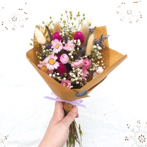Dried flower bouquet Pink, with Clove flowers, English Lavender & Lagurus Bunny Tails, Wildflower Meadow image 5