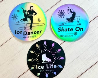 Figure Skating Holographic Vinyl Sticker 3in