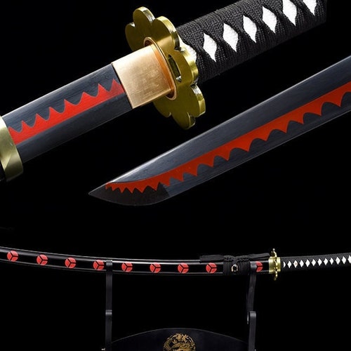 One Piece Handmade Japanese Katana Roronoa Zoro Katana Samurai Real shops Swords Purple Scabbard Full Tang Sharpened