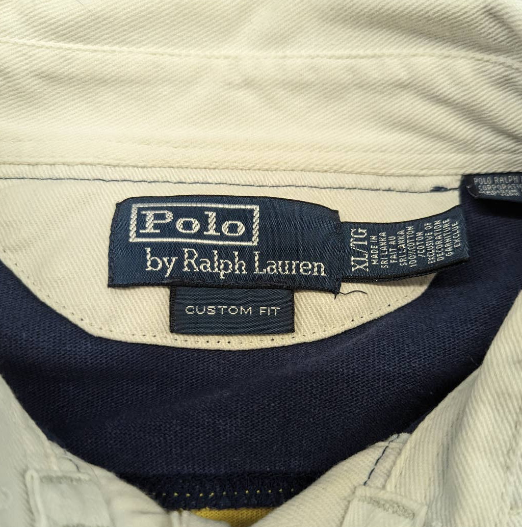 Y2K Polo by Ralph Lauren Yellow and Navy Rugby Long Sleeve - Etsy