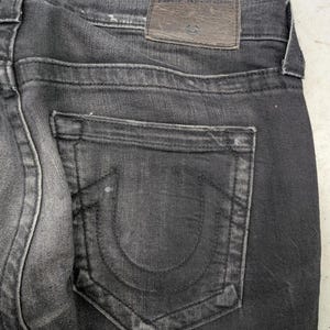 Mid 2000s Y2K True Religion Rocco Relaxed Skinny Black Jeans image 3