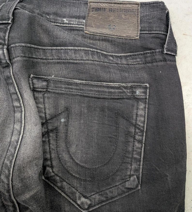 Mid 2000s Y2K True Religion Rocco Relaxed Skinny Black Jeans image 3