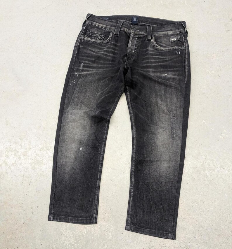 Mid 2000s Y2K True Religion Rocco Relaxed Skinny Black Jeans image 2