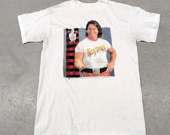 Camiseta vintage de Rowdy Roddy Piper de la WWF de 1990 fabricada en EE. UU.