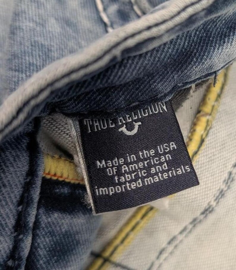 Jeans True Religion de corte cónico, de mezclilla azul lavada, estilo años 20 imagen 6