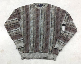 Vintage Tosani grey tone raised knit pattern sweater