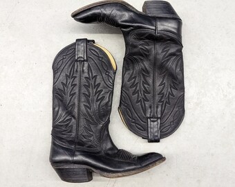 Vintage Nucona Black Snip Toe Leather Cowboy boots