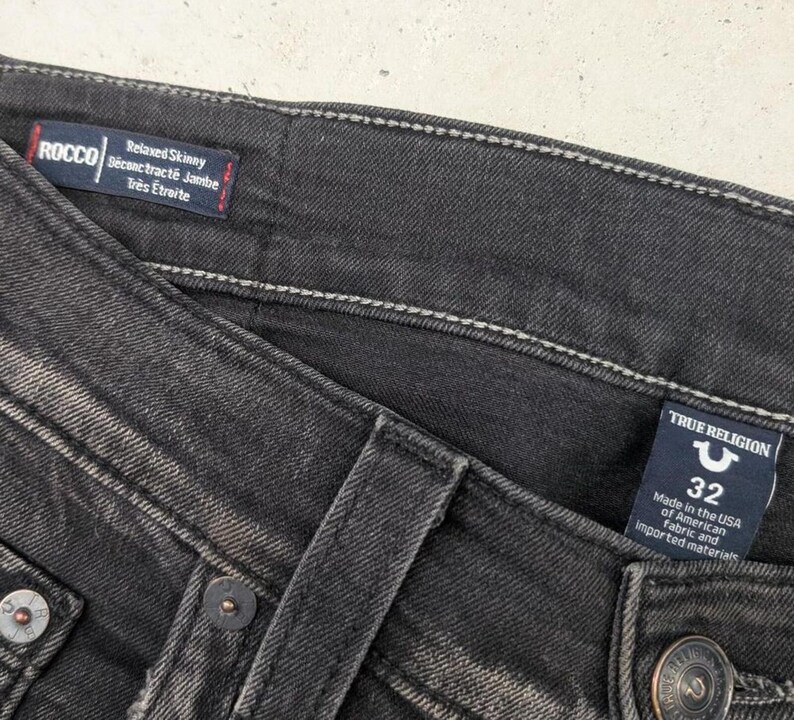 Mid 2000s Y2K True Religion Rocco Relaxed Skinny Black Jeans image 4