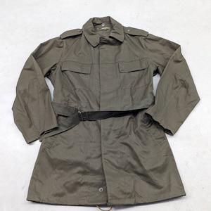 Vintage Ozkn Presov military issue trench coat with belt