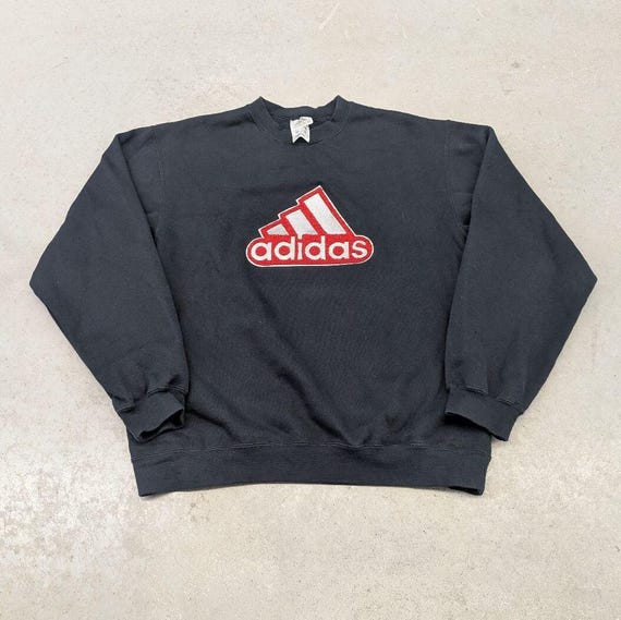 Adidas, Vintage 90s Adidas Made in Canada Black Crew Neck Sweater