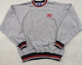 Vintage Umbro Gray Black & Red crew neck sweater