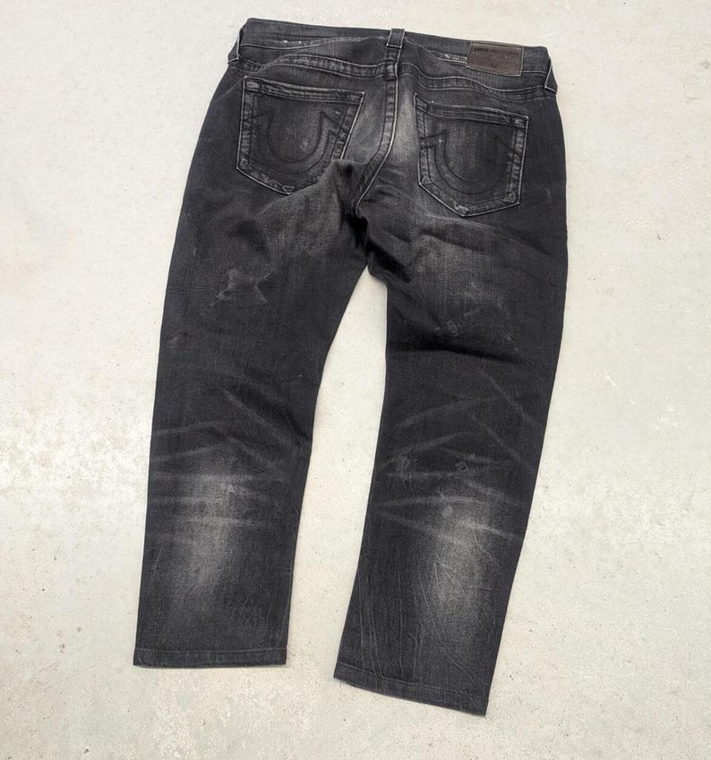 Mid 2000s Y2K True Religion Rocco Relaxed Skinny Black Jeans image 1