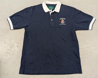 Polo bleu marine Jameson Irish Whiskey vintage des années 90