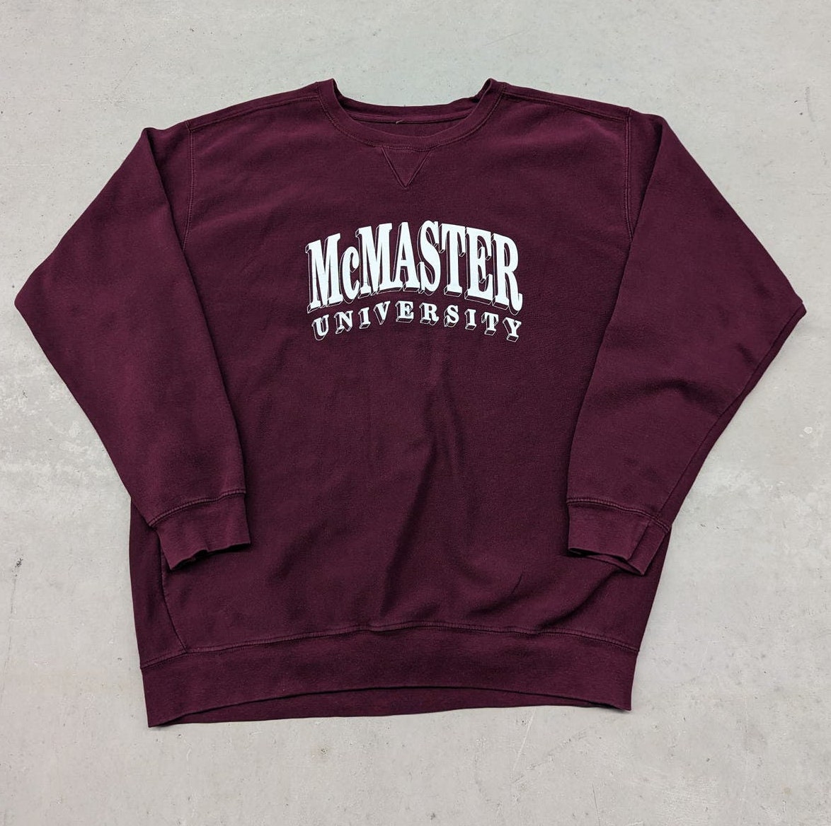Vintage Mcmaster University Burgundy Crew Neck Sweater
