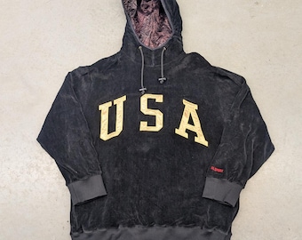 Vintage 1990s Polo Ralph Lauren Velour Zip up Sweatshirt / 90s