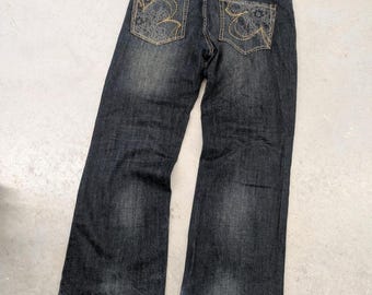 Y2K Marc Ecko Cut and Sew Boot Cut Dunkelblaue Jeans