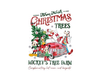 Alberi di Natale freschi della fattoria retrò PNG, Fattoria degli alberi di Topolino retrò, Mouse e amici di Natale PNG, Mouse di Natale SVG, Famiglia di Natale SVG