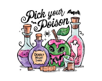 Princess Halloween Svg, Retro Pick Your Poison Halloween Png, Pick Your Poison Png, Villains Png, Spooky Vibes Png, Halloween Villains Png