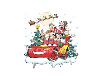 Mouse e amici Natale Png, Saetta McQueen Natale Svg, Albero di Natale Png, Famiglia di Natale Svg, Natale Png, File digitale