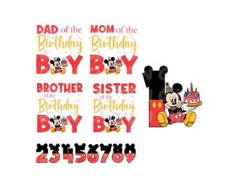Mouse and Friends Png, Birthday Family Matching Svg, Birthday Family Png, Birthday Squad Png, Mouse Family Svg, Birthday Party, Layered Svg