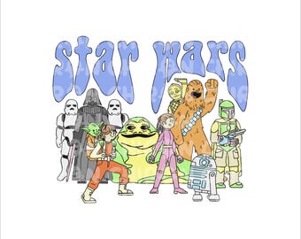 Retro Star Wars Png, Retro Star Wars Shirt, Star Wars Clipart, Star Wars Png, Darth Vader Png, Yoda Png, Star Wars Characters Png