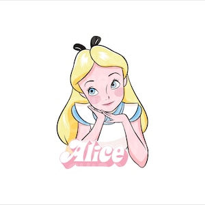 Minimalist Alice Png, Retro Alice in Wonderland Png, Retro Alice in Wonderland File, Alice Shirt Png, Alice Png, Alice Clipart