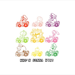 Qui va gagner ? Png, Super Mario Kart Svg, Super Mario Png, Mario Matching Svg, Mario Family Png, Crapaud Yoshi pêche Bowser Luigi Donkey Kong