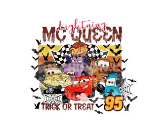 Retro Lightning McQueen Halloween Png, Trick Or Treat Svg, Halloween Cars Png, Halloween Svg, McQueen Halloween Png, Digital File