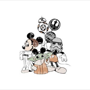 Mouse and Friends Star Wars Svg, Star Wars Lightsaber Png, Star Wars Png, Cartoon Star Wars Png, Star Wars Shirt Png, Digital File