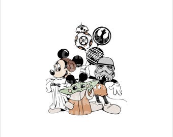 Ratón y amigos de Star Wars Svg, Sable de luz de Star Wars Png, Star Wars Png, Dibujos animados de Star Wars Png, Camiseta de Star Wars Png, Archivo digital