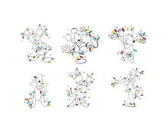 Mouse and Friends Christmas Png, Mouse Christmas Svg, Christmas Lights Png, Family Christmas Svg, Christmas Family Trip Png