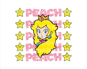 Retro Mario Characters Png, Princess Peach Png , Mario Png, Luigi Png, Super Mario SVG, Toad Png, Yoshi Png, Super Mario, Mario Shirt Svg