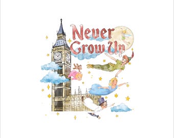 Peter Pan Png, Never Grow Up Png, Peter Pan Characters Png, Shirt Png, Peter Pan Clipart, Retro Peter Pan Png, Peter Pan Birthday Png