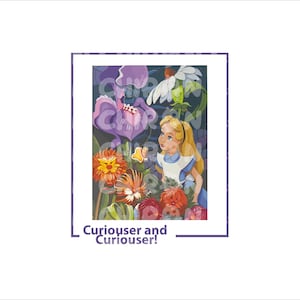 Curiouser Floral Alice Png, Retro Alice in Wonderland Png, Retro Alice in Wonderland File, Alice Shirt Png, Alice Png, Alice Clipart