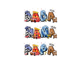 Cars Family Png Bundle, Dada Png, Mama Svg, Papa Png, Mothers Day Png, Fathers Day Svg, Family Png, Family Matching Svg, McQueen Png