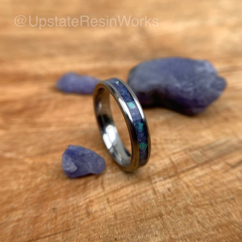 Genuine Tanzanite and opal band, shops Tanzanite and opal band ring, Tanzanite band, mens band, womans band, wedding band, engagement ring