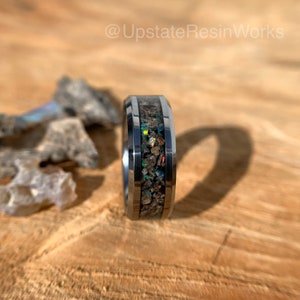 Lightning Glass ring, Chunks of Fulgurite ring, opal ring, fossilized lightning ring, wedding ring, engagement ring, anniversary ring