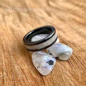Genuine Moonstone ring, rainbow moonstone ring, birthstone ring, gemstone rings, mens ring, womans ring, wedding band, engagement ring