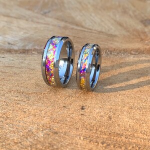 Gold and Pink ring, Tungsten band, dichrolam inlay, men&#39;s ring, woman&#39;s ring, wedding band, engagement ring, unique ring gift, custom ring