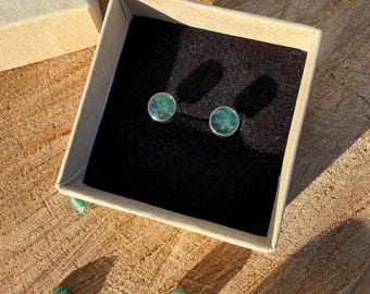 Real Emerald earrings, Emerald studs, Emerald stud earrings, Emerald earring, cute stud earring, May Birthstone, Emerald Bridesmaid Gift 5mm