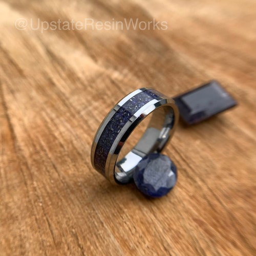 Real Sapphire band, meteorite dust, purple and blue sapphire, sapphire ring, vow renewal, shops wedding band, engagement band, promise band