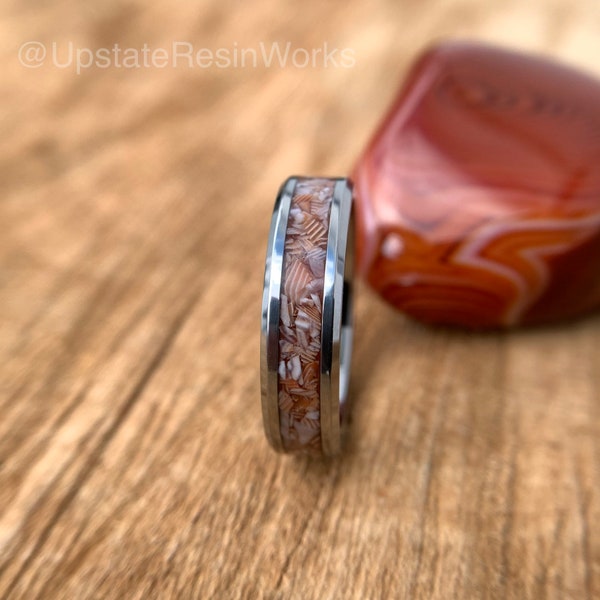 Real red agate band, red agate ring, red banded agate, mens ring, womans ring, vow renewal, wedding band, engagement ring, promise band